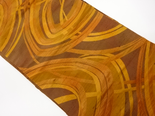 JAPANESE KIMONO / VINTAGE NAGOYA OBI / TSUMUGI / WOVEN ABSTRACT PATTERN